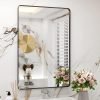 71uqdp6jIwL._AC_SL1500 22x30 Inch Bronze Bathroom Mirror for Vanity, Brushed Bronze Metal Frame Mirror for Wall, Rounded Rectangle Bronze Frame Mirror with Tempered Glass, Anti-Rust (Horizontal/Vertical)