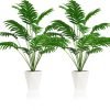 Set of 2 Artificial Monstera Deliciosa Plants in Pots, Fake Tropical Palm Tree with Greenery Leaves Stems, 28 Inch Artificial Cheese Plant for Home Bathroom, Office, Windowsill Decor