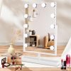 Lighted Makeup Mirror, 14"x 12" Hollywood Vanity Mirror with 9 LED Bulbs, 3 Color Lights, and Detachable 10X Magnification Mirror, 1200mAh Rechargeable, Touch Control, 360°Rotation (White)