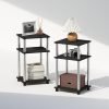 3-Tier Open Storage Nightstand, 1-Pack, Plastic Poles, Sonoma Oak/White