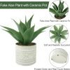 Artificial Potted Plants, 13.8" Artificial Succulent Fake Aloe, Large Faux Aloe Plant in Pot for Home Office Room Badroom Garden Decor (Grey)