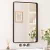 Black Metal Framed Bathroom Mirrors for Wall, 20 x 30 Inch Rounded Rectangle Bathroom Vanity Mirror, Matte Black Farmhouse Mirror with Seamless Frame, HD Tempered Glass(Horizontal/Vertical)