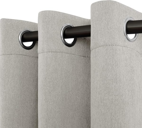 Linen Textured 100% Blackout Curtain 100x96 Inch Extra Wide Patio Sliding Door Curtain Solid Thermal Insulated Room Curtain for Bedroom, Living Room (1 Panel, White)