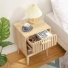 811FHaZtqqL._AC_SL1500 Boho Nightstand, Small Side Table Night Stand with Drawer Open Shelf, Bedside End Table with Wood Strip Decorated Drawer for Bedroom, Living Room, Dorm and Small Spaces (Natural)