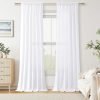 Pure White Linen Curtains 90 Inch Length for Living Room Bedroom 2 Panels Set Rod Pocket Light Filtering Semi Sheer Window Curtains 52 Inch Width Boho Farmhouse Linen Drapes, W52xL90