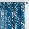 Tree Print Yellow Grey and White Curtains for Living Room Windows - Linen Textured Grommet Branches Pattern Window Treatment Set for Bedroom - 50" W x 96" L - (2 Panels)