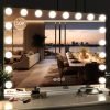 Lighted Makeup Mirror with Light, 9"x11" Vanity Mirror with Lights, Portable Tabletop Cosmetic Make Up Mirror, Smart Touch Control, Dual Power Supply, 360°Rotation