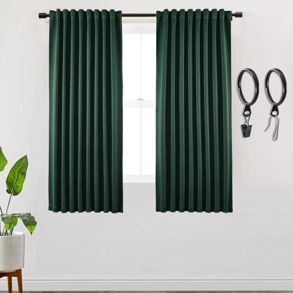 Blackout Curtains 96 Inches Long 2 Panel Set for Living Room,Black Out Room Darkening Thermal Pleated Back Tab Hooks Rings Pleat 8 FT Track Ceiling to Floor Length Curtains for Bedroom Window,Cream