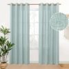 Natural Linen Curtains 63 Inch Length 2 Panels Bronze Grommet Linen Textured Short Window Drapes Light Filtering for Living Room Bedroom, 52 X 63 Inch