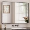 Black Metal Framed Bathroom Mirrors for Wall, 20 x 30 Inch Rounded Rectangle Bathroom Vanity Mirror, Matte Black Farmhouse Mirror with Seamless Frame, HD Tempered Glass(Horizontal/Vertical)