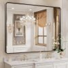 814ToW8R3_L._AC_SL1500 22x30 Inch Bronze Bathroom Mirror for Vanity, Brushed Bronze Metal Frame Mirror for Wall, Rounded Rectangle Bronze Frame Mirror with Tempered Glass, Anti-Rust (Horizontal/Vertical)