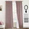 108 Inch Long Blackout Curtains & Drapes for Track System Pleated with Hooks Rings 2 Panels Set,Linen Black Out Back Tab 9FT Ceiling to Floor Length Curtains for Living Room,Cream Ivory