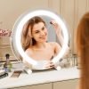 13 Inch Vanity Mirror with Lights, LED Makeup Mirror for Bedroom Makeup, Light up Mirror Smart Touch Control 3 Colors Dimmable, 360 Rotation (White)