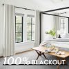 108 Inch Long Blackout Curtains & Drapes for Track System Pleated with Hooks Rings 2 Panels Set,Linen Black Out Back Tab 9FT Ceiling to Floor Length Curtains for Living Room,Cream Ivory