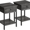 Bedside Table with Drawer, Side Table, End Table, for Bedroom, Office, Industrial, Camel Brown and Black ULET055B50