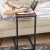81CuIVkfeTL._AC_SL1500 C-Shaped End Table, Small Side Table for Couch, Sofa Table with Metal Frame for Living Room, Bedroom, Bedside, Rustic Brown and Black
