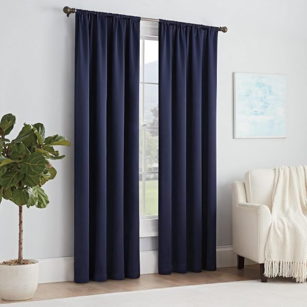 Modern Room Darkening Rod Pocket Window Curtain for Bedroom (1 Panel), 54 in x 54 in, Grey