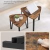 Nesting Coffee Tables, End Tables Set of 2 for Living Room Bedroom, Industrial Small Stacking Side Tables with Metal Frame for Couch, Rustic Brown and Black ULET013B01