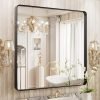 81H0wfqE0AL._AC_SL1500 22x30 Inch Bronze Bathroom Mirror for Vanity, Brushed Bronze Metal Frame Mirror for Wall, Rounded Rectangle Bronze Frame Mirror with Tempered Glass, Anti-Rust (Horizontal/Vertical)