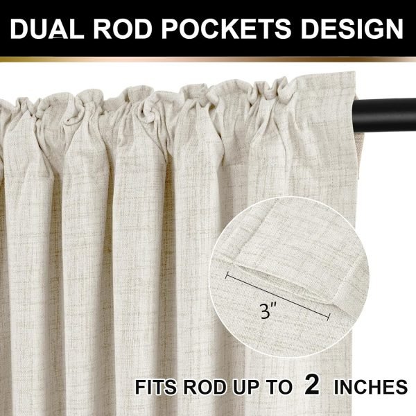 100% Blackout Shield Linen Blackout Curtains 84 Inches Long 2 Panels Set, Blackout Curtains for Bedroom, Thermal Insulated Rod Pocket Window Curtains & Drapes Living Room, 50W X 84L, Beige