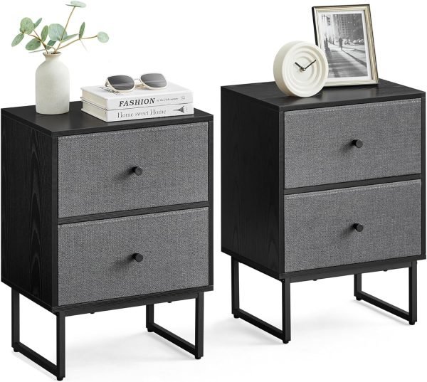 81KHwmVg3LL._AC_SL1500 Nightstand, Bedside Table Small Dresser with Removable Fabric Drawers, End Table Side Table, Bedroom Furniture, Night Stand for Bedroom, Office, Cloud White and Dove Gray