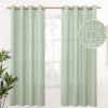 Natural Linen Curtains 63 Inch Length 2 Panels Bronze Grommet Linen Textured Short Window Drapes Light Filtering for Living Room Bedroom, 52 X 63 Inch