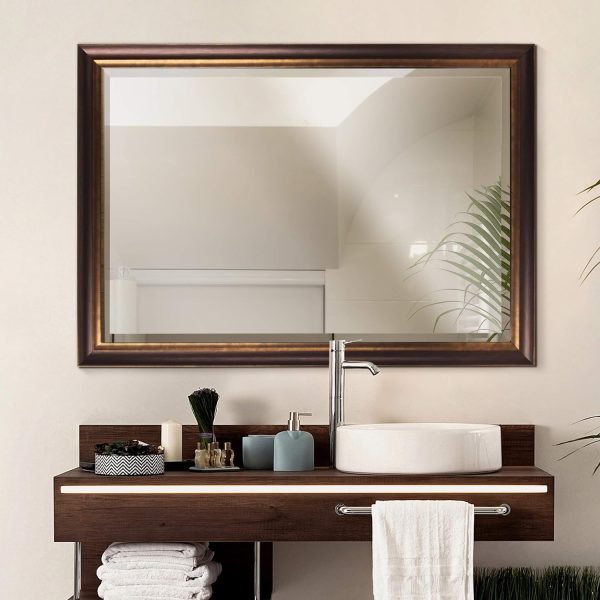 81NyDZscHYL._AC_SL1500 Bronze Copper Oil Rubbed Framed Wall Mirror, Vanity Mirror, Bathroom Mirrors, Rectangle Mirrors, Living Room Mirrors - 26" x 32"