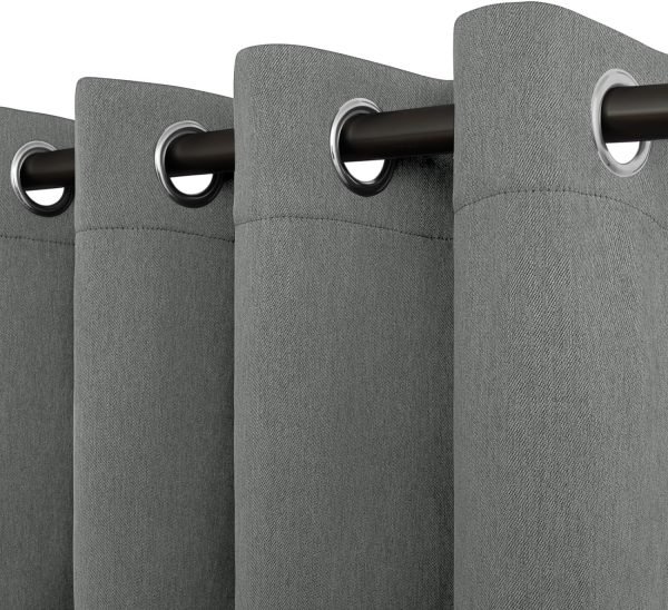 Linen Textured 100% Blackout Curtain 100x96 Inch Extra Wide Patio Sliding Door Curtain Solid Thermal Insulated Room Curtain for Bedroom, Living Room (1 Panel, White)