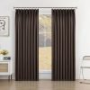 Pure White Pinch Pleat Curtain 52" W x 63" L Solid Thermal Insulated 50% Blackout Patio Door Curtain Panel Drape for Traverse Rod and Track with Tieback, (One Panel)