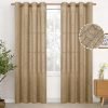 Natural Linen Curtains 63 Inch Length 2 Panels Bronze Grommet Linen Textured Short Window Drapes Light Filtering for Living Room Bedroom, 52 X 63 Inch