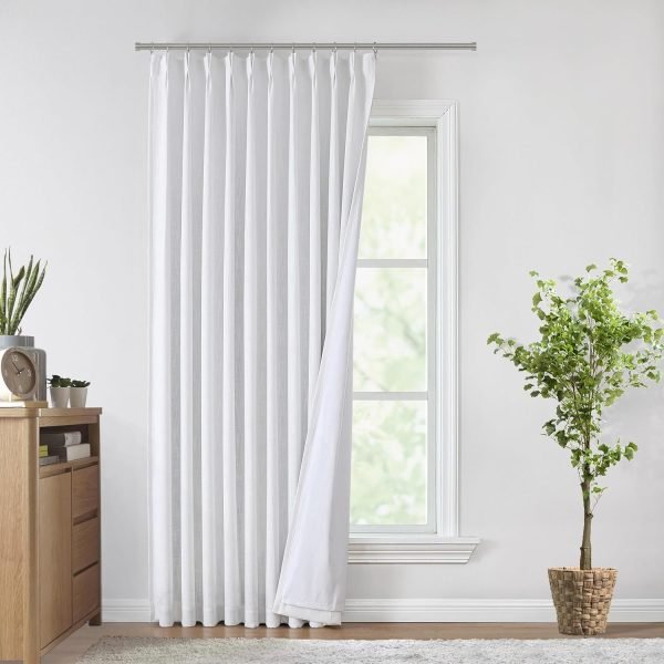Natural Full Blackout Curtains Linen Blended Darkening Window Curtains 84 inch for Living Room Bedroom Thermal Insulated Pinch Pleat Drapes with Hooks 2 Panel 40"Wx84"L