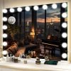 81Q3VTu9d3L._AC_SL1500 Vanity Mirror with Lights - 15"x12.6" LED Lighted Makeup Mirror, Large Makeup Mirror with Lights, Touch Screen with 3-Color Lighting, Dimmable, for Vanity Desk Tabletop, Bedroom