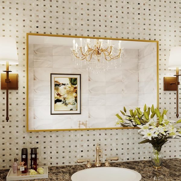 Black Vanity Mirror, 26×38 Black Mirror for Bathroom,Large Bathroom Mirror,Square Mirror (Black)