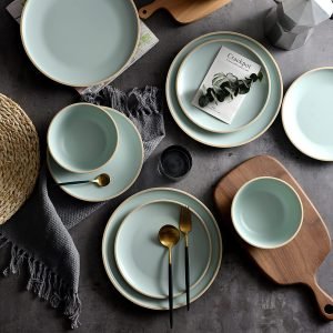 Melamine Dinnerware Sets, Plates and Bowls Sets 12 Pcs, Melamine Plates, Dish Set for 4, Unbreakable Dinnerware Set for Party, BPA Free, Suitable Indoors and Outdoors (Mint Green)