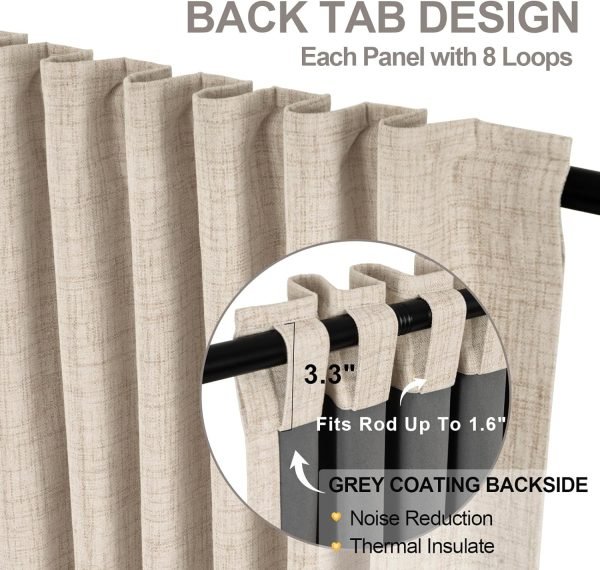 100% Blackout Curtains for Bedroom, Thermal Insulated Linen Blackout Curtains 96 Inch Length 2 Panels Set, Back Tab/Rod Pocket Room Darkening Curtains for Bedroom, Nursery -Oatmeal,W50 X L96