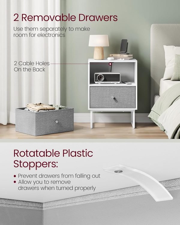 81W_gzI5vTL._AC_SL1500 Nightstand, Bedside Table Small Dresser with Removable Fabric Drawers, End Table Side Table, Bedroom Furniture, Night Stand for Bedroom, Office, Cloud White and Dove Gray