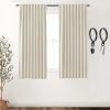 Blackout Curtains 96 Inches Long 2 Panel Set for Living Room,Black Out Room Darkening Thermal Pleated Back Tab Hooks Rings Pleat 8 FT Track Ceiling to Floor Length Curtains for Bedroom Window,Cream