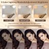 Lighted Makeup Mirror, 14"x 12" Hollywood Vanity Mirror with 9 LED Bulbs, 3 Color Lights, and Detachable 10X Magnification Mirror, 1200mAh Rechargeable, Touch Control, 360°Rotation (White)
