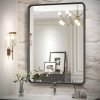 Black Bathroom Mirror for Wall, 24x36 Inch Rectangular Black Metal Framed Mirror, Modern Wall Mounted Vanity Mirror for Bathroom, Vertical or Horizontal