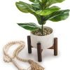 Artificial Plant for Desk Decor | 15.5" Fake Plant with Stand | Faux Plant Indoor | Desktop Plant | Fiddle Leaf Faux Plant for Tabletop | Small Artificial Plant Indoor