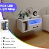 81_HRP-T0fL._AC_SL1500 Floating Nightstand with Charging Station and LED Lights, Floating Bedside Table with Drawers Wall Mounted Nightstands,for Bedroom Room, 21.3" x 11.8" x 10",White