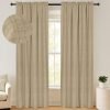 100% Blackout Shield Linen Blackout Curtains 84 Inches Long 2 Panels Set, Blackout Curtains for Bedroom, Thermal Insulated Rod Pocket Window Curtains & Drapes Living Room, 50W X 84L, Beige