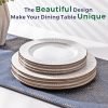Ceramic Dinnerware Sets, Embossed White Stoneware Plates and Bowls Sets, Housewarming Wedding Gift | Dishwasher & Microwave Safe | Dishes Set Service for 4