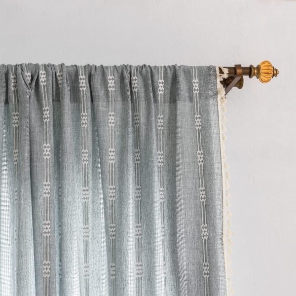Boho Curtains Semi-Blackout Window Curtains 84 Inch 2 Pannels for Living Room, Linen Tassels Farmhouse Curtains with Embroidery for Bedroom Rod Pocket Draperies 52" W x 84" L,Off White