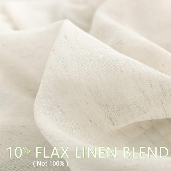 81djZ0RxBEL._AC_SL1500 Linen Sheer Curtains 108inches Long for Living Room Flax Blend Retro Window Draperies for Bedroom Sheers Rod Pocket 52" w x 2Panel Natural