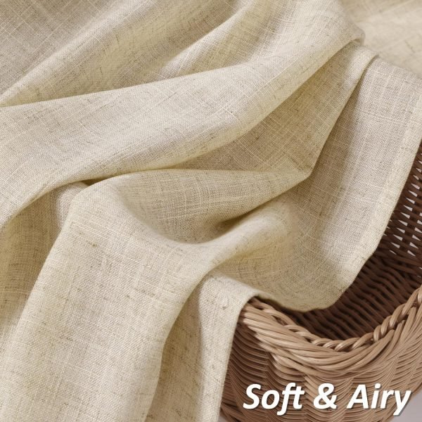 81f38H_gOL._AC_SL1500 Linen Curtains 108 Inch Length for Living Room Bedroom 2 Panels Set Rod Pocket Light Filtering Semi Sheer Window Curtains 40 Inch Width Boho Farmhouse Linen Drapes Flax Beige Linen, W40xL108