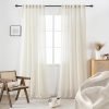 81f7Y0kDokL._AC_SL1500 White Linen Sheer Curtains 96 Inch Length for Extra Wide Windows 84 Inch Width 2 Panel Back Tab Pocket Light Filter Semi Sheer Long Skinny Curtains for Living Room Rustic Farmhouse 8 FT Wide 84 x 96