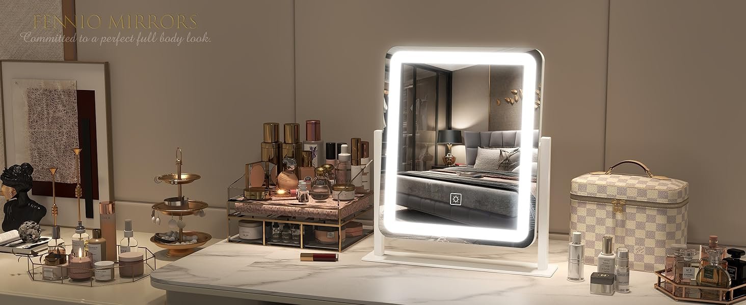 FENNIO Vanity Mirror with Lights LED Lighted Makeup Mirror, Large Makeup Mirror with Lights