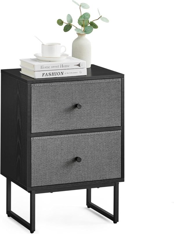 81fii3V87xL._AC_SL1500 Nightstand, Bedside Table Small Dresser with Removable Fabric Drawers, End Table Side Table, Bedroom Furniture, Night Stand for Bedroom, Office, Cloud White and Dove Gray