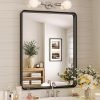 Black Bathroom Mirror for Wall, 20 x 28 Inch Rectangluar Black Metal Framed Mirror, Modern Wall Mounted Vanity Mirror for Bathroom, Vertical or Horizontal